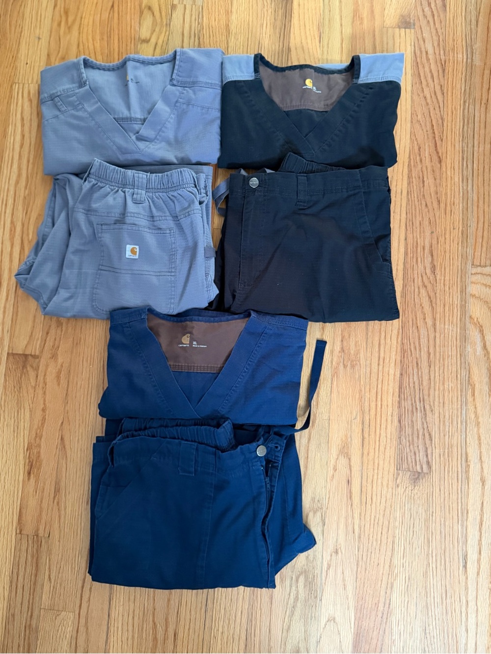 Carhartt Men’s Cargo/Work Pants and Scrub Tops - Blue, Black, Gray